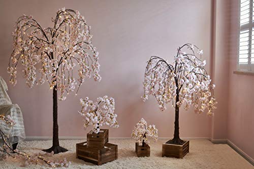 LITBLOOM Lighted Tree with Cherry Blossom 180 Fairy Lights 4FT, Pink Flower Faux Tree Lights for Indoor Outdoor Home, Wedding, Spring Easter Decoration - style: 4FT Pink Cherry