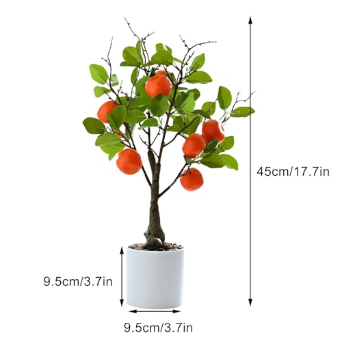 DULRLLY Artificial Lemon Tree Potted Plants 15.7 inch Lemon Greenery Fruit Bonsai Fake Lemon Tree for Lemon Decor Faux Lemon Plants for Kitchen Home Office Party Spring Summer Decoration(Orange) - color: Orange