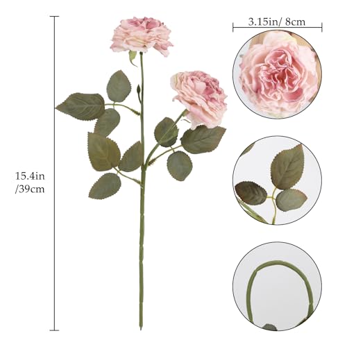 Light Pink Artificial Roses Flowers- 8PCS Faux Vintage Roses Fake Silk Light Pink Roses Flowers for Party,DIY Wedding Bouquet, Table Centerpiece, Home Decor - color: Light Pink