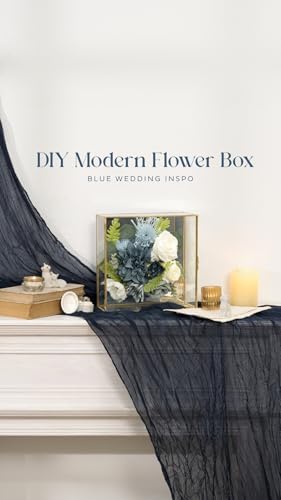 Ling's moment Fake Flowers Box, Faux Artificial Greenery Stems Foam Roses Gardenias Silk Dahlia Peony Fabic Flower for Centerpieces Bouquet Wedding Vase Decorations, Dusty Blue & Navy, Deluxe Combo - color: Blu-dusty Blue & Navy, size: Deluxe