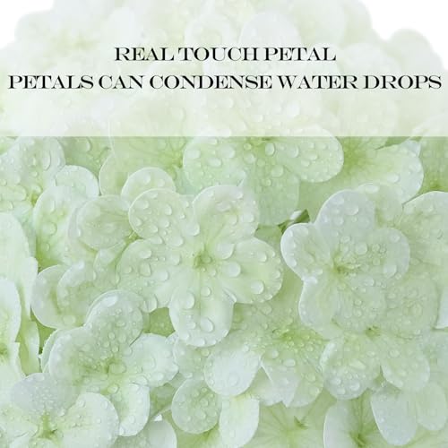 JINWOE Boho Green Hydrangea Artificial Flowers, 4Pcs 21" Real Touch Artificial Hydrangea, Fake Silk Flowers for Dinning Tables Party Outdoor Home Cemetery Kitchen Wedding Bouquet - color: Light Green