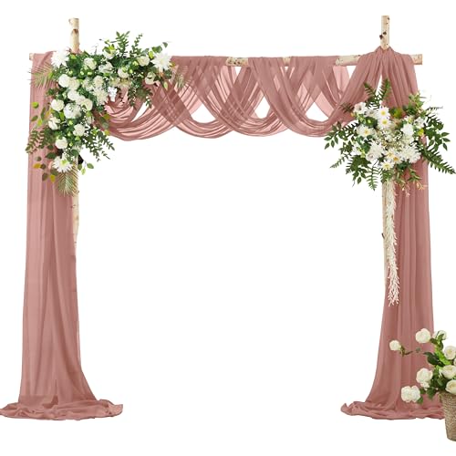 VACVELT Wedding Arch Draping Fabric Dusty Rose Chiffon, 1 Panel Sheer Drapes 30 Inch x 20ft Chiffon Backdrop Curtain Decor, Outdoor Sheer Drapery for Ceremony Party Ceiling - color: Dusty Rose, size: 1 Panel