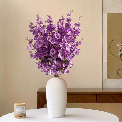 6PCS Dark Purple Delphinium Artificial Flowers Espigas para Jarrones Fake White Flowers Tall Flowers for Floor Vase Flowers for Tall Vase Floral Arrangements Home Table Wedding Decor - color: Dark Purple