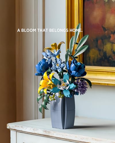 Nifeliz Wildflower Bouquet with Vase Model Toy, Botanical Building Set for Adults, Flower Arrangement for Home or Office Decor, Nature-Inspired Gift for Floral Enthusiasts (902 PCS, NF10337)