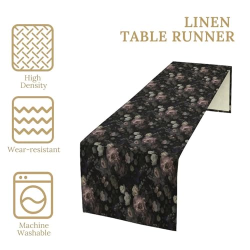 Retro Floral Table Runner for Linen Table Decor with Vintage Floral Rose Print Garden Printed for Dining Room, Kitchen, Farmhouse, Holiday, Party, Office Decorate 13" x 36" - color: Floral_24, size: 13"W x 36"L (Pack of 1)
