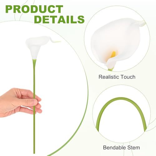 M METERXITY 10-Pack White Artificial Calla Lily Flowers,14 Inch Faux Calla Lily PU Bouquets Real Touch Faux Flowers for Home/Wedding/Christmas/Party - color: White