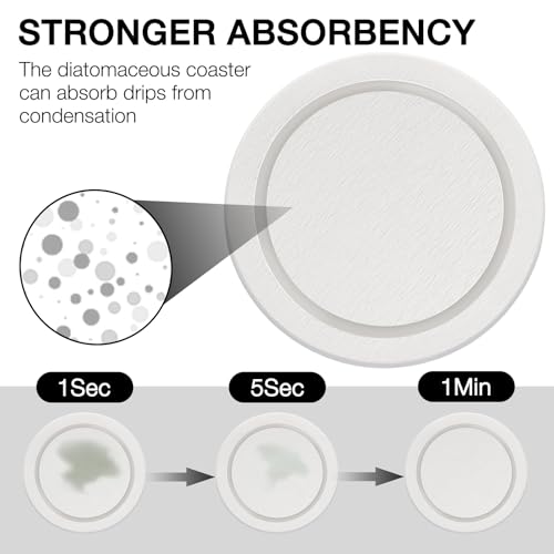 Instant Dry Diatomaceous Earth Plant Saucer, Round Stone Drip & Drainage Tray for Indoor Outdoor, Absorbent Pot Coaster, Housewarming Gift, Keep Floors Dry and Clean (4,6in,White) - color: White, size: 6.30 × 6.30 in