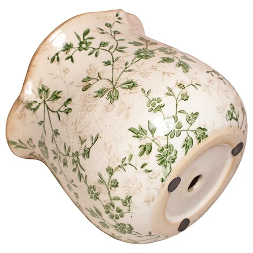 Xiaan Jiaju Vintage Ceramic 6.11'' Plant Pots, Decorative Vase for Indoor Garden, Room & Home Decor, Sage Beige - color: Sage Beige
