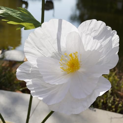 Giant Flowers,Oversized Artificial Flower with Gradient Petals,Large Paper Floral Decor with Stand for Wedding Backdrops, Event Parties, Photo Booth Props, Home Decoration (White) - color: White