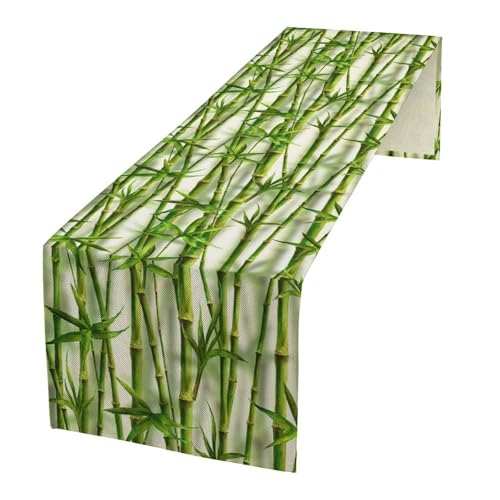 Bamboo Table Runner Abstract Botanical Leaves Art Printed Dinner Runner for Home Kitchen Dining Table Decor Fabric 1 Panel W13xL36in - color: Bamboo-1, size: 13"W x 36"H