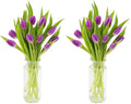 KaBloom PRIME NEXT DAY DELIVERY - Bouquet of 10 Fresh Purple Tulips with Vase .Gift for Birthday, Sympathy, Anniversary, Get Well, Thank You, Valentine, Mother’s Day Fresh Flowers (Pack of 2) - color: Purple, size: 10 (Pack of 2), style: With Vase