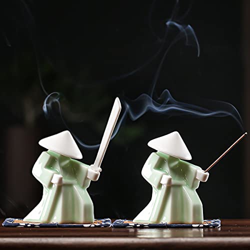 LYART Tea Pet Warrior Statue Figurine Tea Ornament Accessories Cute Kung Fu Tea Ceramic Sculpture Decoration Gift for Tearoom Home Office Children's Day Gift for Tea Lover 1pcs(Green) - color: Greena