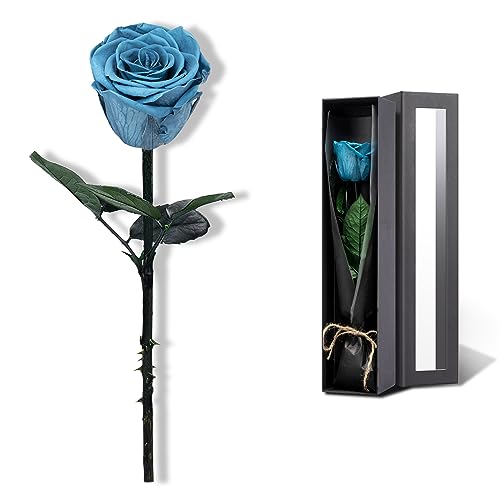 Loyal Blue Flowers for Delivery Prime, Preserved Blue Roses Flower Gifts for Women, Real Roses Single Rose Gifts for Her, Mom Birthday Gifts from Daughter, Valentines Flowers - color: 07-loyal Blue