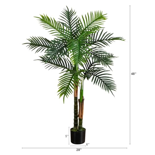 Nearly Natural 4ft UV Resistant Artificial Double Robellini Palm Tree - Indoor/Outdoor
