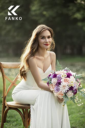 FANKO Artificial Flowers for DIY Bouquet, Purple Mauve Faux Rose, Ivory Peach Fake Flower Rose Dahlia Daisy for Vase, Floral Arrangement, Centerpieces, Wedding, Home Decor, Party Decoration - color: Lilac & Purple