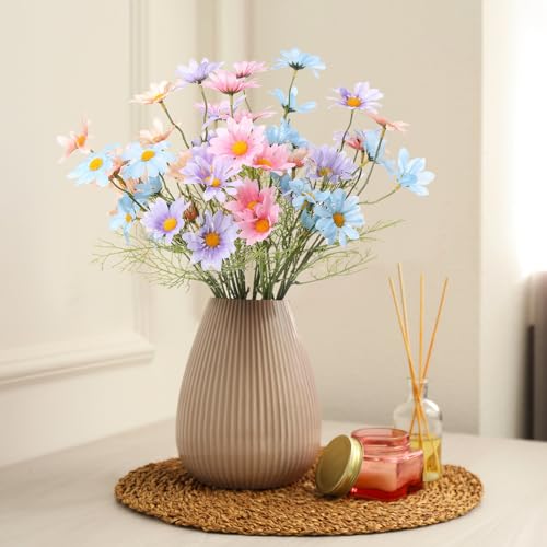 12 Bundles Daisy Artificial Flowers Small Colorful Daisy Flowers Bouquet with Stems Fake Daisies Floral for Table Vase Centerpiece Floral Arrangements Wedding Decoration (Mix Color) - color: Mix Color