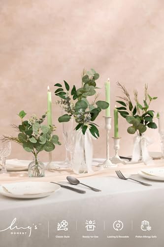 Ling's moment Artificial Greenery Stems Box Set, Faux Greenery Picks for DIY Bridal Bouquets Wedding Floral Arrangement Table Centerpieces, Dark Green & Sage - color: Greenery Combo- Dark Green & Sagen