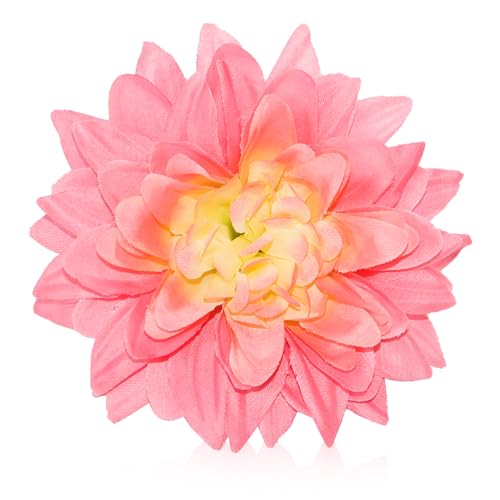 Pink Dahlias Artificial Flowers Bulk, 3.5 Inch Big Fake Dahlias Flowers Heads, 15 Pcs Artificial Silk Faux Flowers Heads for Floral Arrangements, Clothing Accessories, DIY Craft - color: Pink