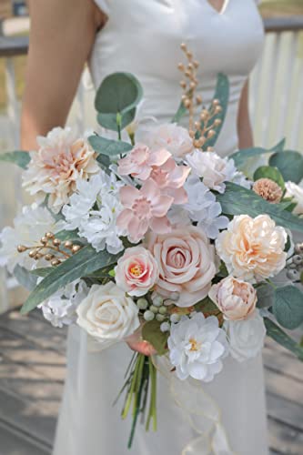 rongflower Artificial Flowers Combo Box Set Champagne Fake Flower Leaf Box with Stems for DIY Wedding Bouquets Centerpieces Arch Arrangement Baby Shower Party Home Decorations - color: Champagne White Coffee