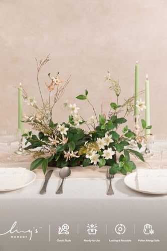 Ling's moment Artificial Greenery Stems Box Set, Faux Greenery Picks for DIY Bridal Bouquets Wedding Floral Arrangement Table Centerpieces, Olive Green & Jade - color: Season Combo- Early Autumn