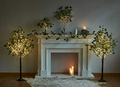 Hairui Lighted Eucalyptus Tree Plug in 4FT 160 Warm White LED Artificial Greenery Tree with Lights for Wedding Halloween Christmas Holiday Home Party Decoration - style: 4FT-Eucalyptus Tree