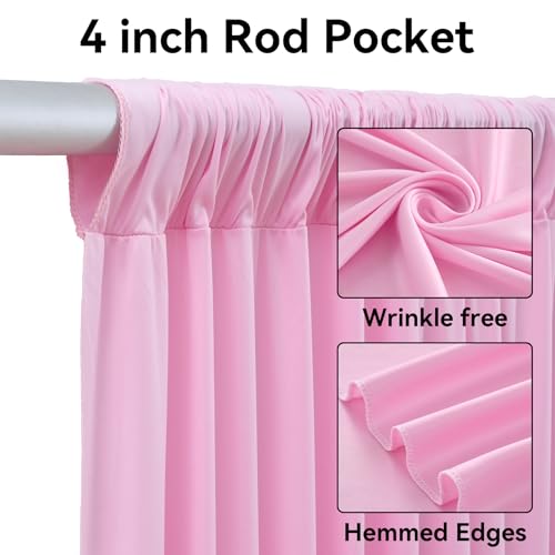 10ftx12ft Wrinkle Free Pink Backdrop Curtain for Parties, 2 Panels Silky Polyesyer Photo Backdrop Drapes 12 ft Long Back Drop Cloth for Wedding Girls Birthday Photography Background - color: Pink, size: 5ft(W)x12ft(H)_2 Panels