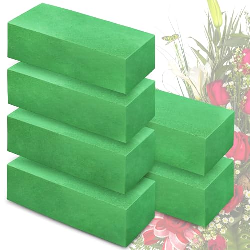 Max Shape Pack of 6 Large Size Floral Foam Blocks for Fresh and Artificial Flowers (9” L x 4” W), Wet Florist Foam Blocks for Wedding Holiday Decorations (6 Pack) - color: 6 Pack