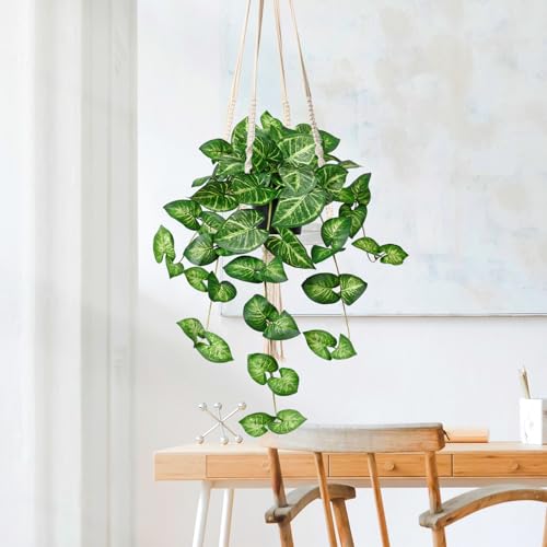 TOCHGREEN Artificial Plants Fake Pothos Ivy Plant Silk Plant for Home Decor Indoor in Pot,Faux Hanging Plant Realistic Small Faux Potted Plant for Bedroom Shelf Indoor Outdoor Decor (Golden Green) - color: Golden Green