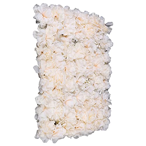 16"x 24" Artificial Flower Wall Panels, Silk Flower Panels for Outdoor Garden Backyard Fence Privacy Screen and Indoor Wall Decor (6Pcs Champagne) - color: 6Pcs Champagne