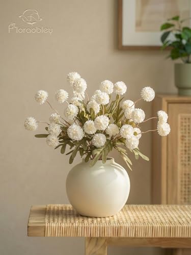 9pcs White Fake Flowers Silk Mini Mums with Stems, Faux Chrysanthemum Pompon Balls Artificial Flower Bulk for DIY Wedding Centerpieces, Vase Fillers, Table Floral Arrangements & Home Decor - color: White