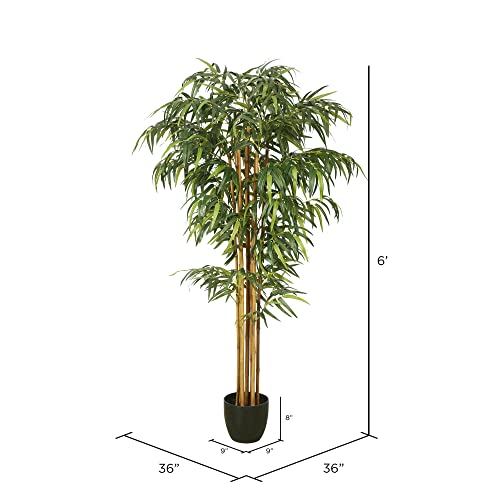 Vickerman 6' Tall Artificial Potted Green Bamboo Tree - Lifelike Home Decor