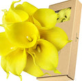 FiveSeasonStuff Real Touch Calla Lily Artificial Flowers Wedding Bridal Bouquet | Floral Arrangements | 15 Calla Lilies (Lemon Yellow) - color: Lemon Yellow