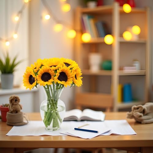 Stargazer Barn 10 Stem Sunflower Bouquet - Fresh Cut Flower Delivery, Hand-Tied in the USA, Gift for Birthday, Anniversary, Sympathy or Home Decor - Vase Not Included - color: Yellow