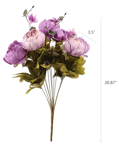 Duovlo Fake Flowers Vintage Artificial Peony Silk Flowers Wedding Home Decoration,Pack of 1 (New Purple) - color: New Purple