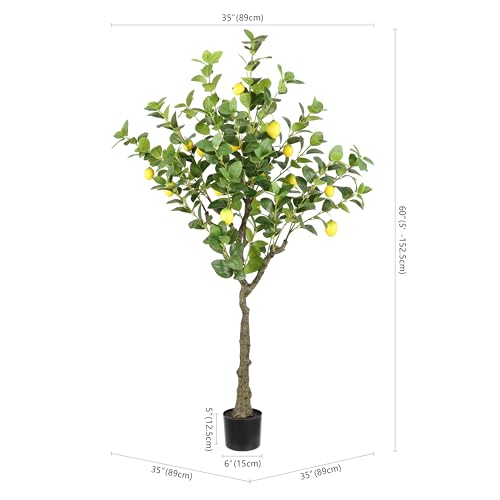 SAFAVIEH Home Collection Faux Artificial 60-inch Decorative Potted Lemon Tree