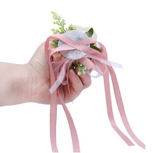 2 Pack Flower Wrist Corsage Boutonniere Set,3" Artificial Rose and Carnation Handmade Silk Flower for Wedding Flowers Accessories Prom Suit Decor(White) - color: White