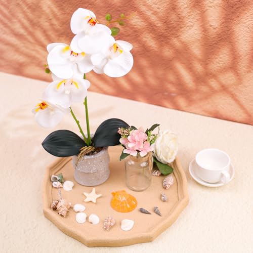 16.5 Inch White Artificial Orchid Flowers in Pot - Lifelike Phalaenopsis Potted Plant for Home Decor - Maintenance-Free Faux Flower for Bathroom, Office, Kitchen - Realistic Bonsai Gift - color: White