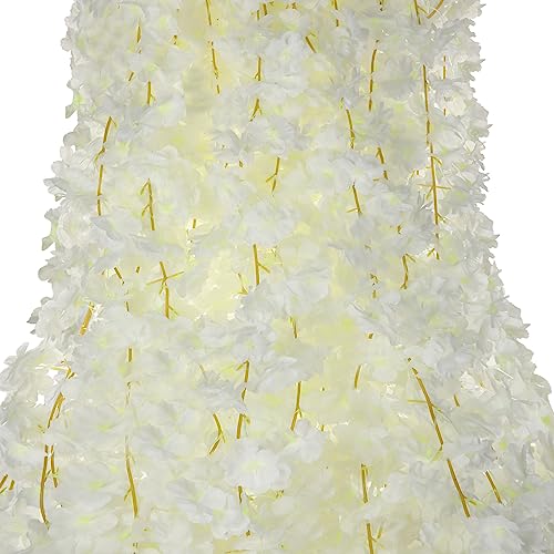 Nuenen 16 Pack 94.4ft Artificial Cherry Blossom Vines Cherry Blossom Flower Garland Hanging Silk Cute Room Decor for Japanese Kawaii Bedroom Party Wedding Spring Home Decorations (White) - color: White