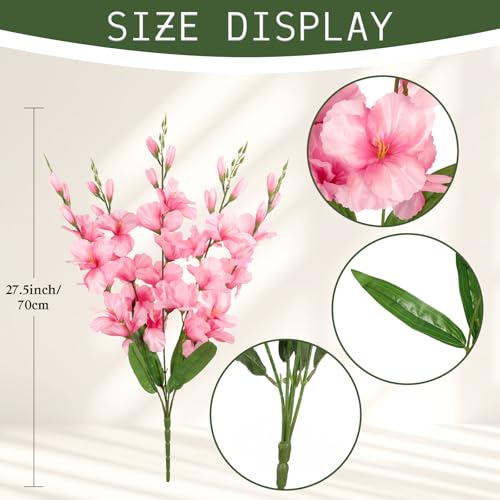 2 Bundles Gladiolus Artificial Flowers 10 Heads 26.38" Fake Flowers Faux Gladiolus for Wedding Centerpieces, Home Table Party Decor(Pink) - color: Pink