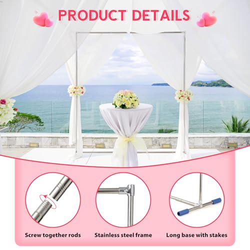 Wedding Arch,7 x 6 FT Metal Arch Backdrop Stand with Support Feet Base,Square Arched Frame for Birthday Party Ceremony Event Balloon Arches Decoration - size: 7*6 ft