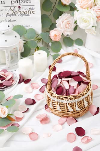 Serwalin 300pcs Silk Rose Petals Artificial Flower Petals for Weddings Burgundy Pink Petals Fake Petals Flower Girl Petals for Proposal Basket Aisle Runner Bridal Shower (4 Color Mixes) - color: Classic Burgundy Pink, size: 300pcs