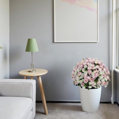 24" Artificial Potted Flowers for Outdoor, Faux Lilac Silk Peonies | Set of 2 UV Resistant Fake Outdoor Plants & Flowers in Cement Pots for Outside Front Porch Home Indoor Decor - color: Blush Lilac, size: 24" Luxury Peony