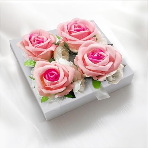 Wrist Corsage and Boutonniere Set, Artificial Rose Corsage Wristlet and Boutonniere for Wedding Prom Party (Pink, 2 Boutonniere&2 Wrist Corsage) - color: Pink, 2 Boutonniere&2 Wrist Corsage