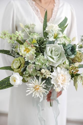 rongflower Forest Green Artificial Flowers Combo Box Set Silk Flowers Fake Rose for DIY Floral Arrangements Wedding Bouquets Centerpieces Baby Shower Party Home Decorations - color: Forest Green