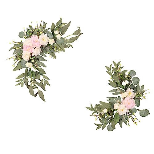 GOLDY&WENDY Wedding Welcome Sign Flower Swag (Pack of 2) for Wedding Party Reception Entrance Welcome Sign Artificial Silk Flowers Wall Hanging Ornament Decor - color: B1-pink Peony