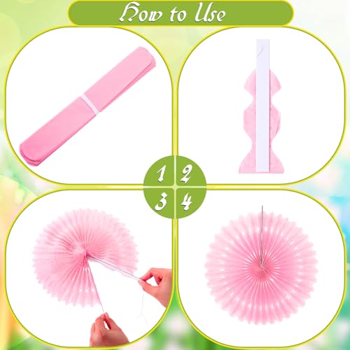 Kosiz 18 Pcs Pastel Rainbow Party Decorations Pastel Paper Fans 3D Floral Tissue Pom Poms Pink Hanging Paper Flowers Garland Classroom Home Wall Decor Birthday Baby Shower Bridal Wedding Supplies - color: Multicolor