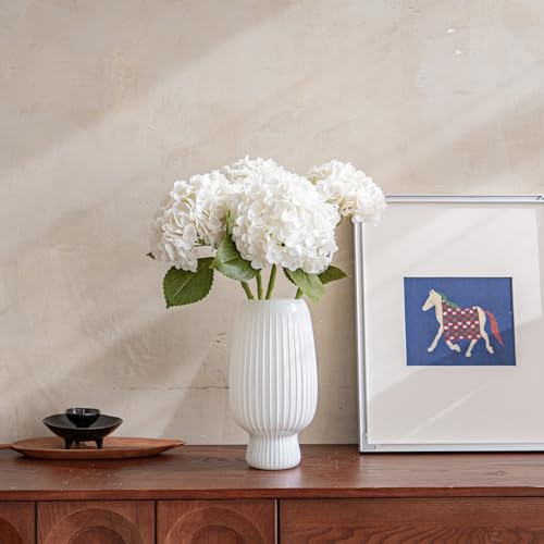 22" Large Real Soft Touch Artificial Hydrangea Flowers Bouquet Latex Hydrangeas for Wedding, Home, Office, Bridal Party Decoration Garden Office Room Table Centerpieces 4pcs White - color: 4pcs White