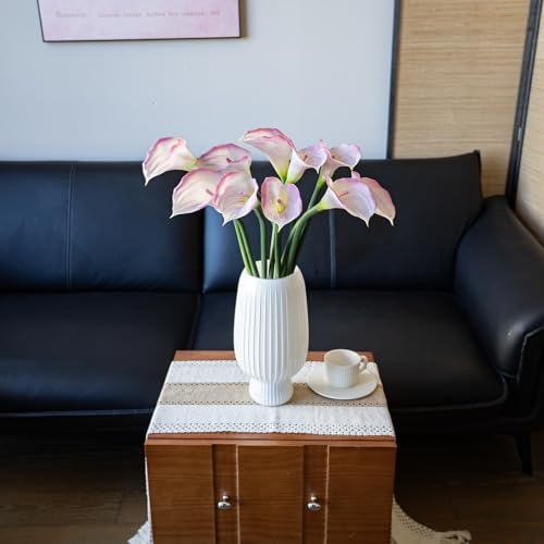 DUYONE Artificial Flowers Calla Lilly 25.6'' Large Fake Bouquet Long Stem Plants 5 Pcs for Home,Living Room,Bedroom,Dining Table,Office,Weddings Party Garden Décor(Pink) - color: (No Vase) 5pcs Pink