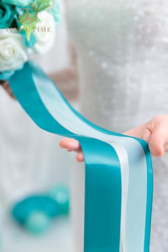 TINGE TIME 9 inch Bridal Bouquets for Bride, Artificial Silk Flowers Tossing Bouquet, Bride Bouquets for Wedding,Ceremony, Anniversary (TealBlue) - color: Teal Blue
