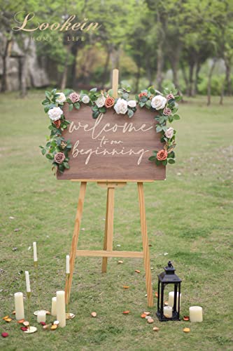Lookein 5FT Artificial Rose Flower Garland for Table Centerpieces Backdrop Arch Flowers Decorations Wedding Ceremony Reception Table Decor, Terracotta - color: Terracotta